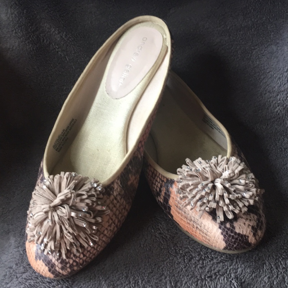 Andrew Geller Snake Skin Print Slip In Flats SZ 9M